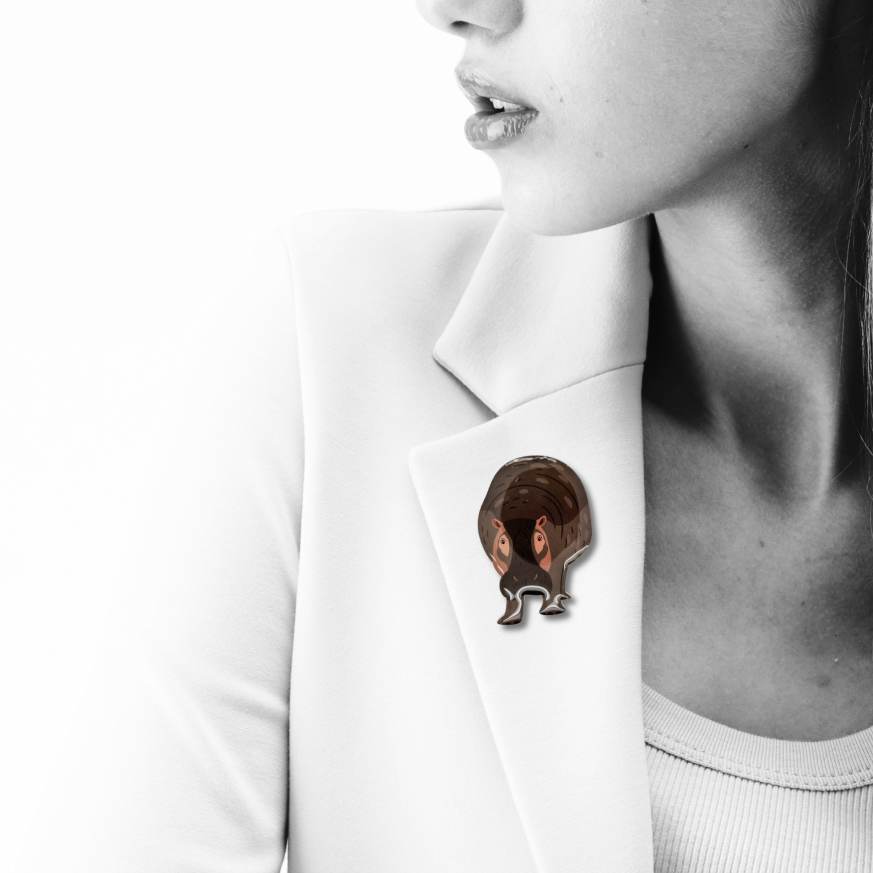 Hippo (I) Brooch