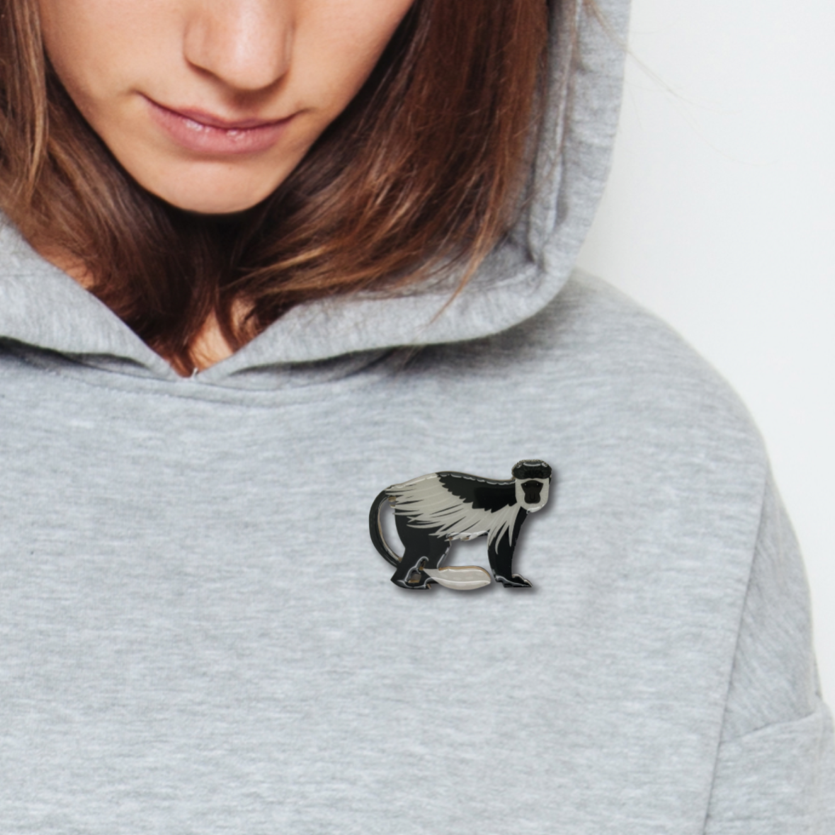 Black & White Colobus Brooch