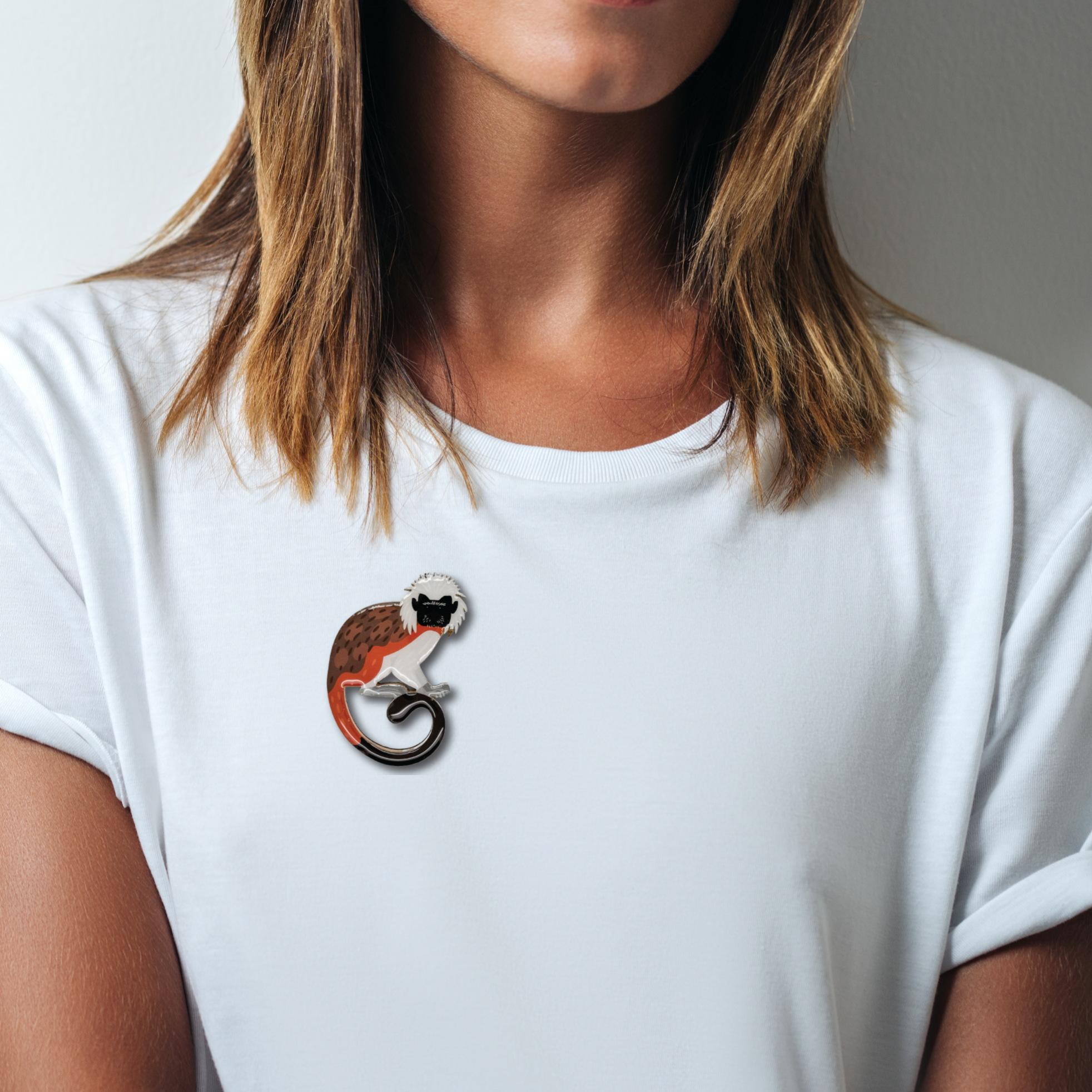 Cotton-top Tamarin Brooch