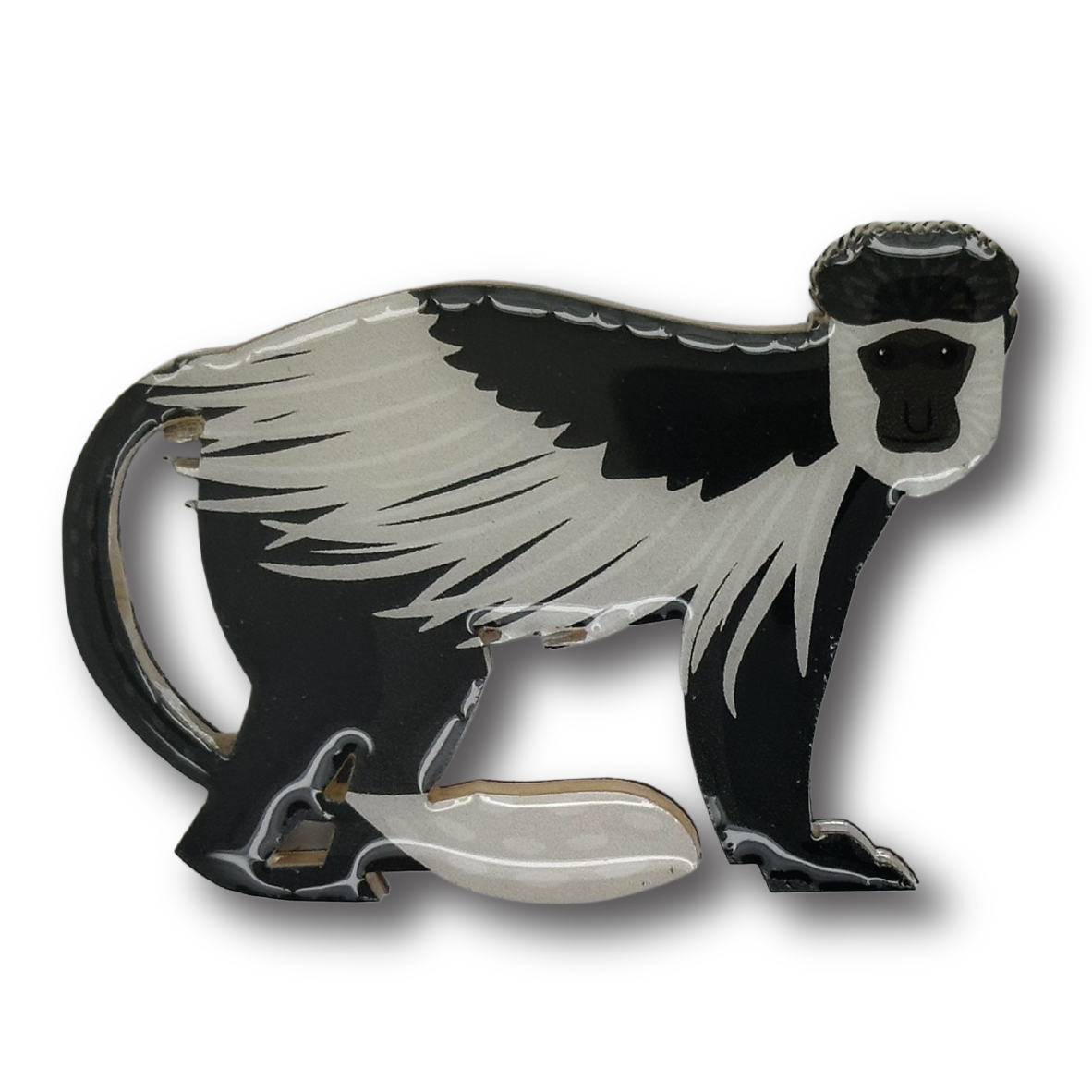 Black & White Colobus Brooch
