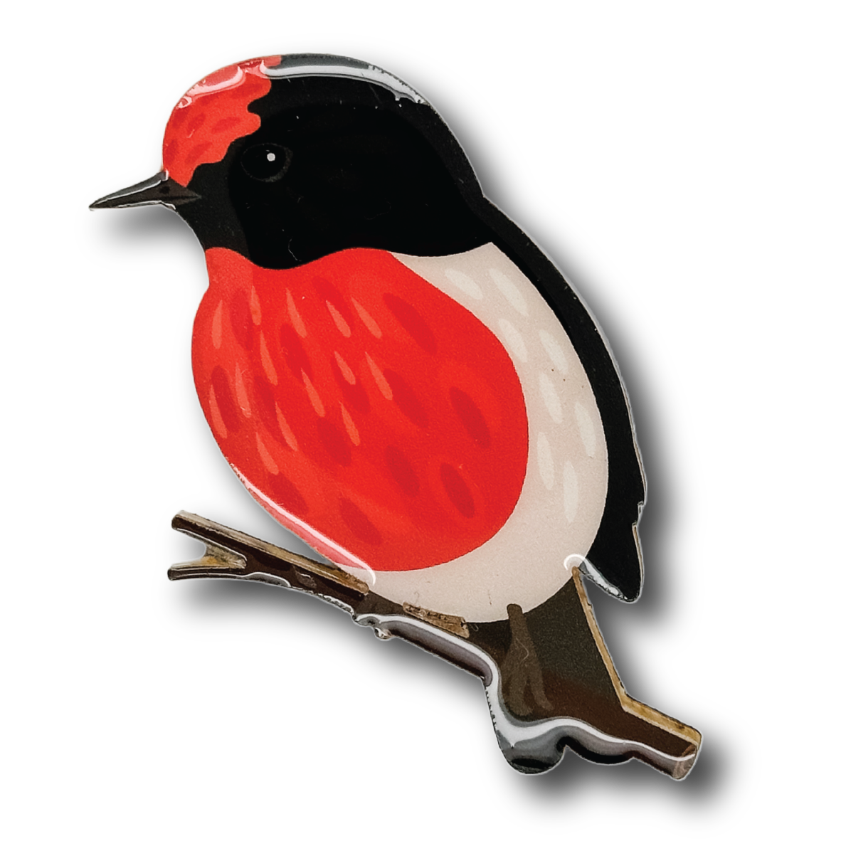 Red-capped Robin Brooch