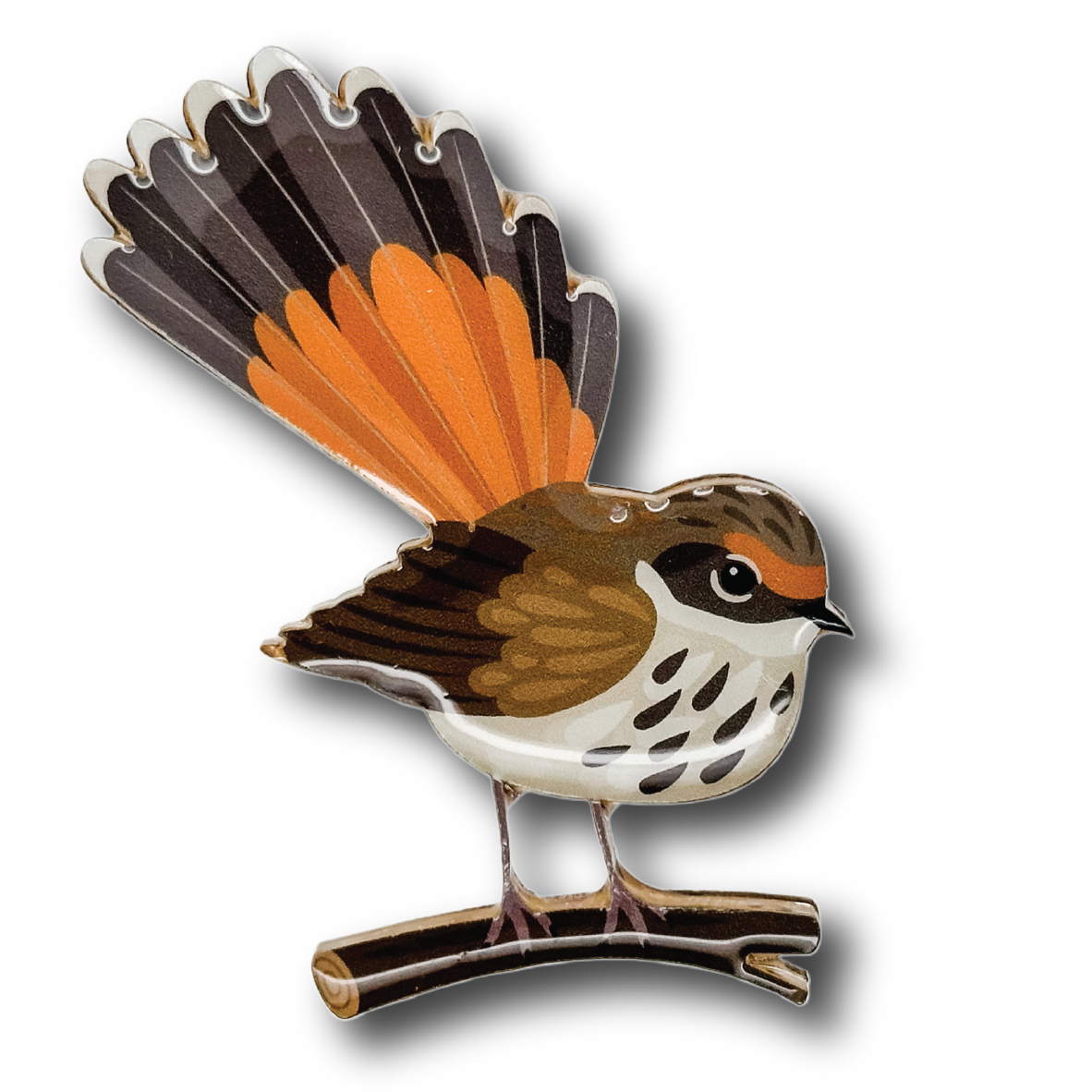 Rufous Fantail Brooch