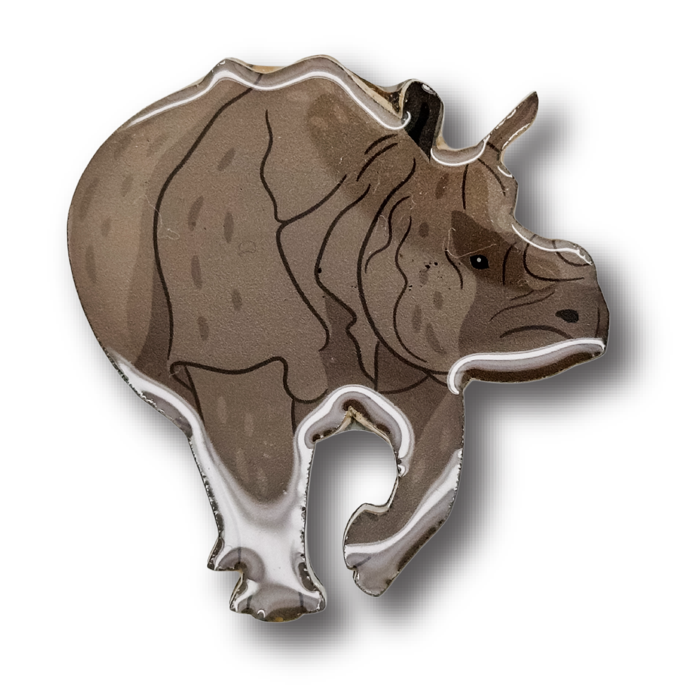 Greater One-horned Rhino Brooch