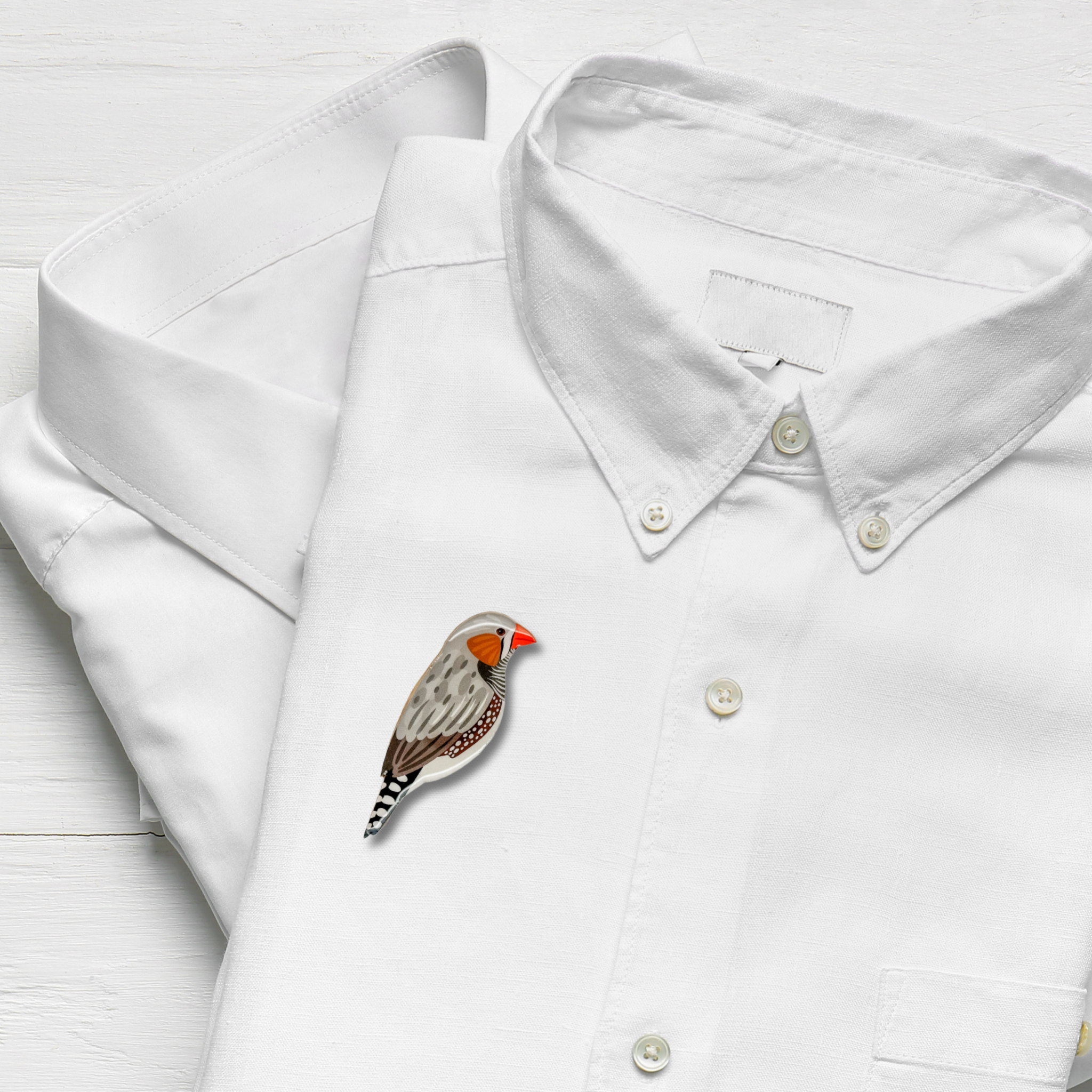 Zebra Finch Brooch