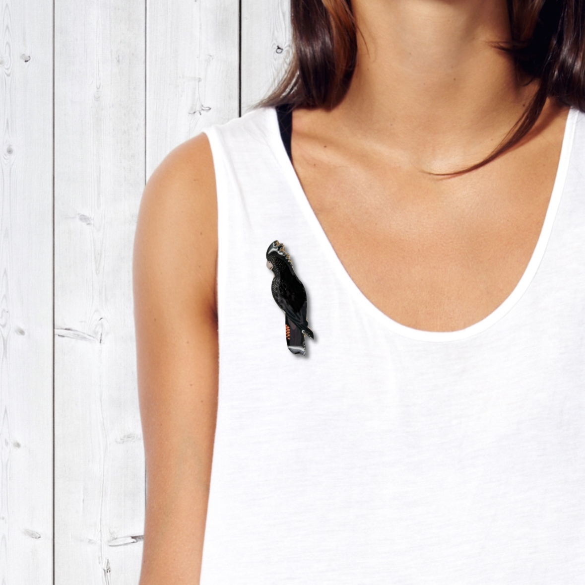 Red-tailed Black Cockatoo (Female) Brooch