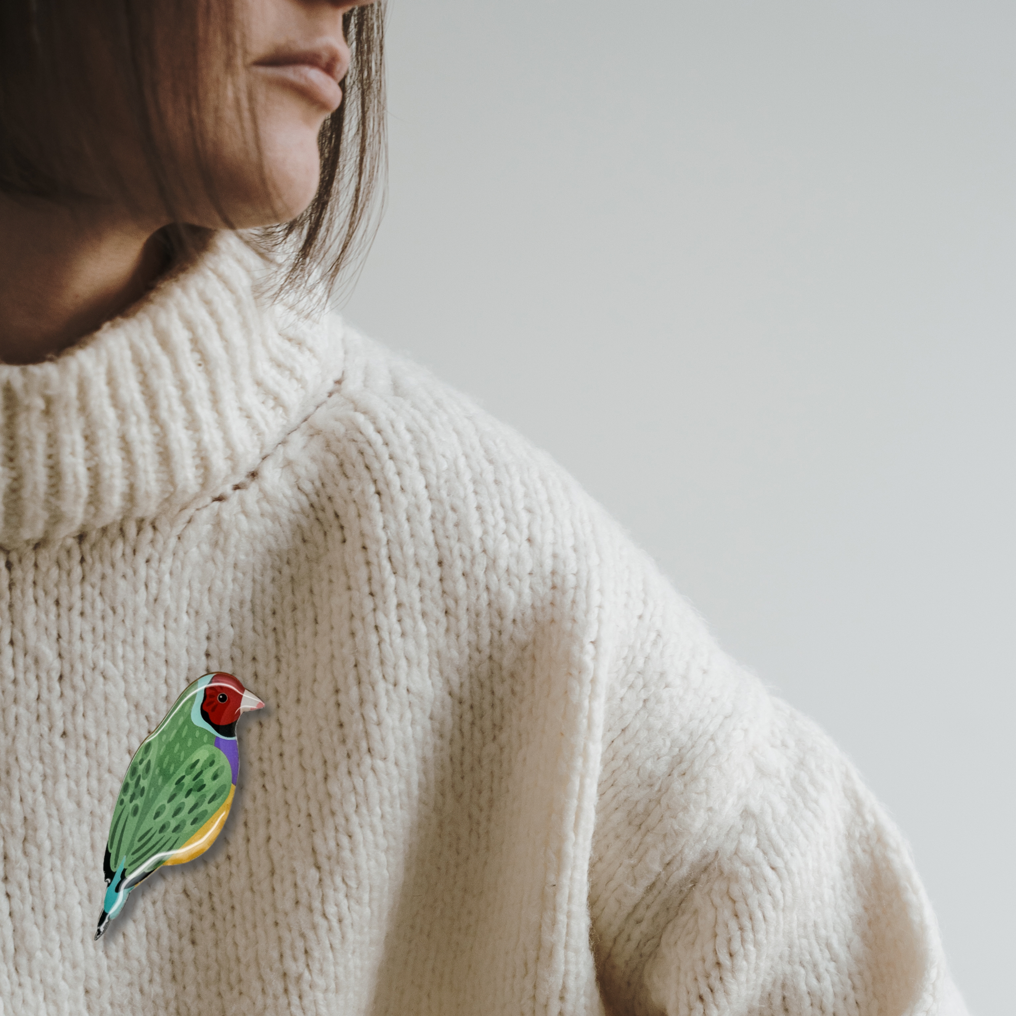 Gouldian Finch Brooch