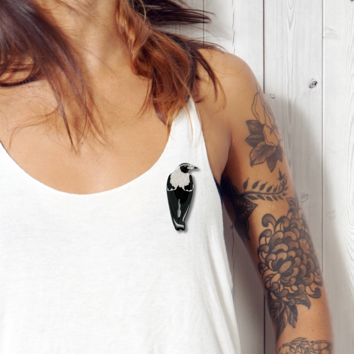 Australian Magpie Brooch