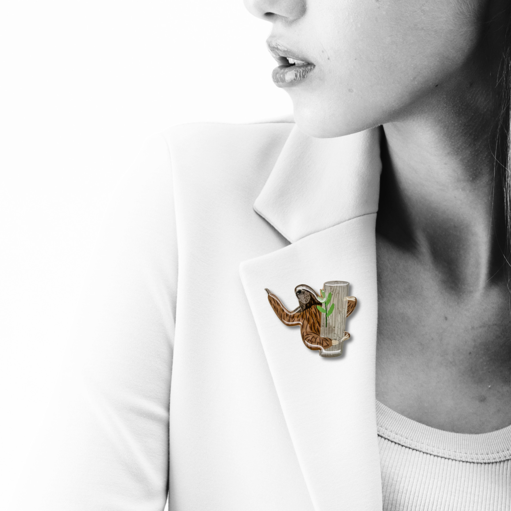 Brown-throated Three-toed Sloth (II) Brooch