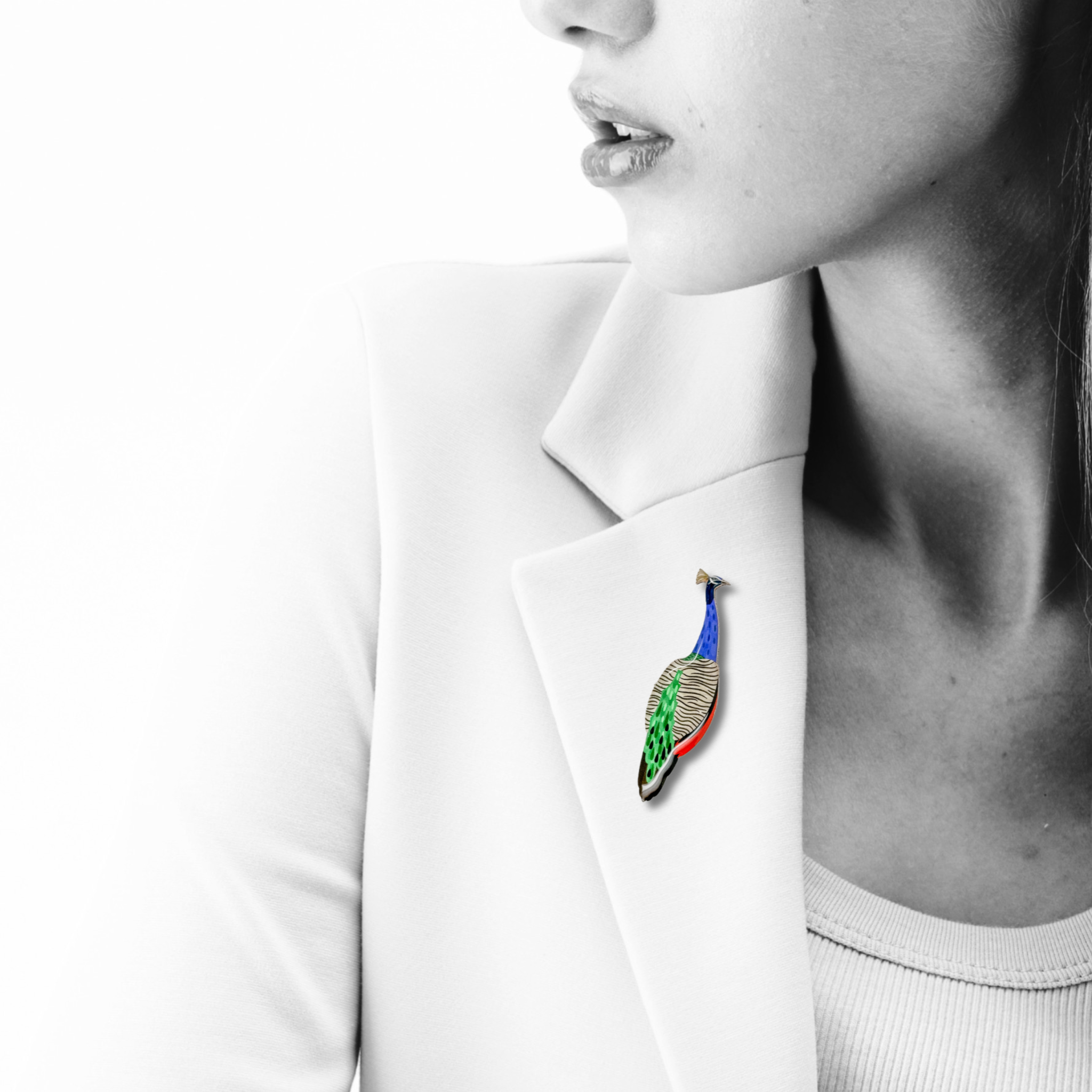 Indian Peafowl Brooch