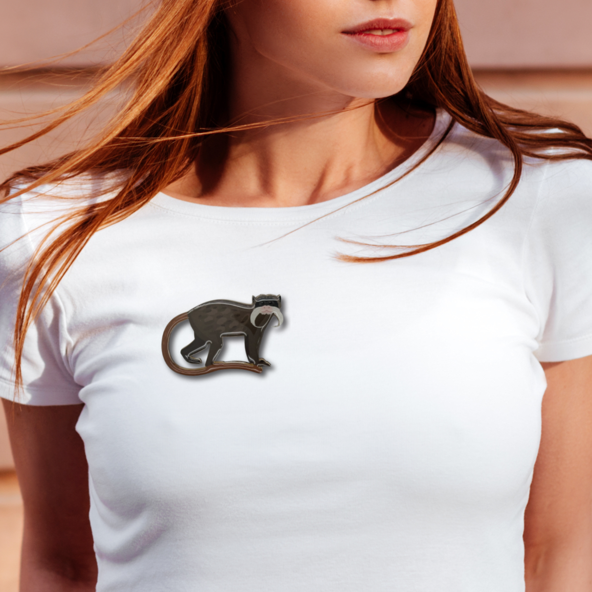 Emperor Tamarin Brooch