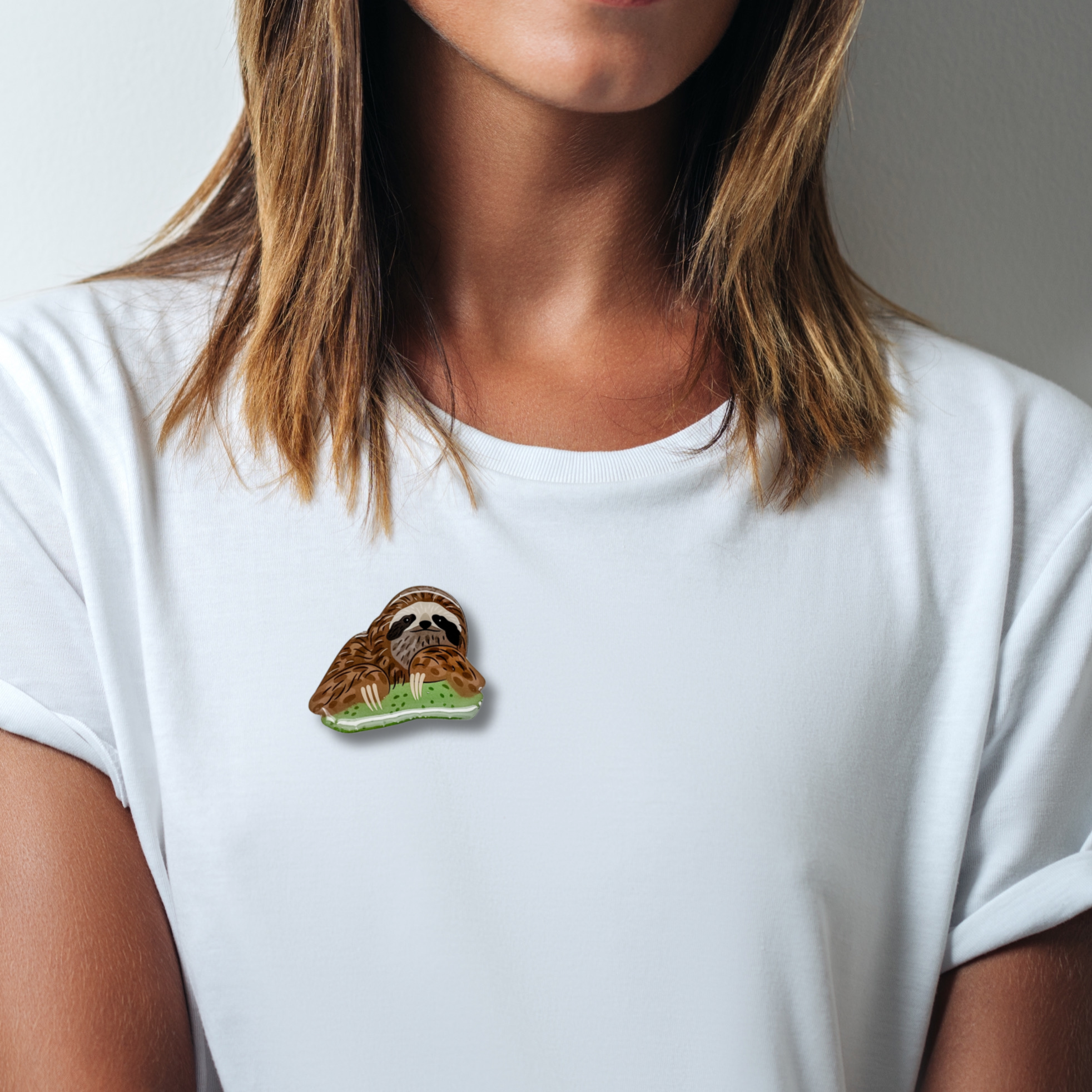 Brown-throated Three-toed Sloth (I) Brooch