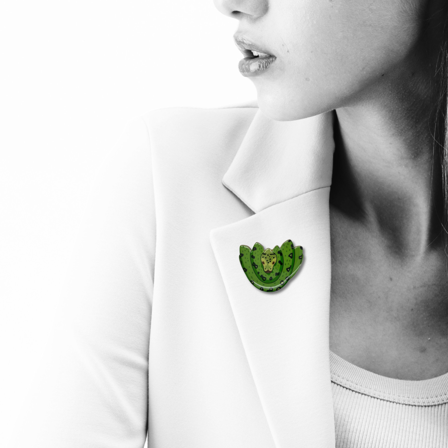 Green Tree Python Brooch