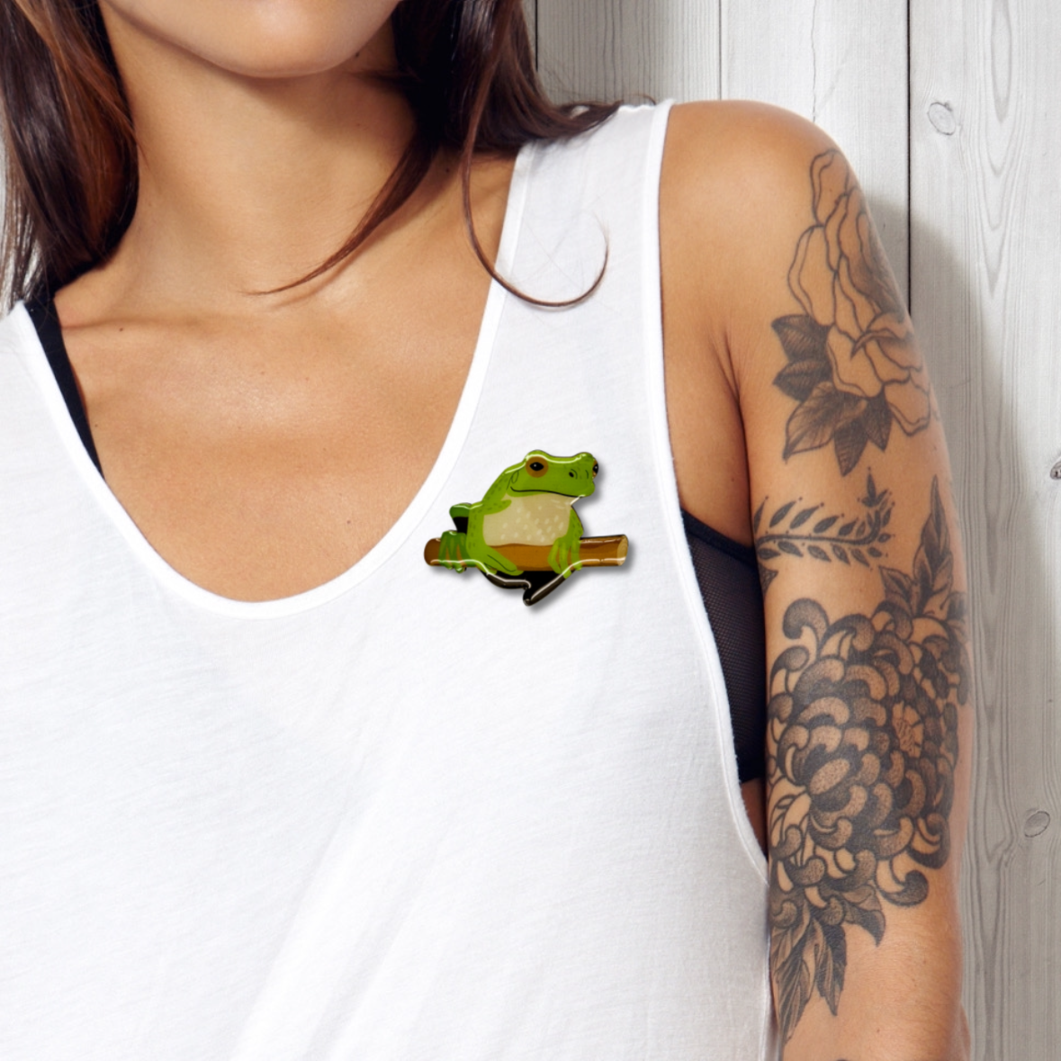 Green Tree Frog Brooch