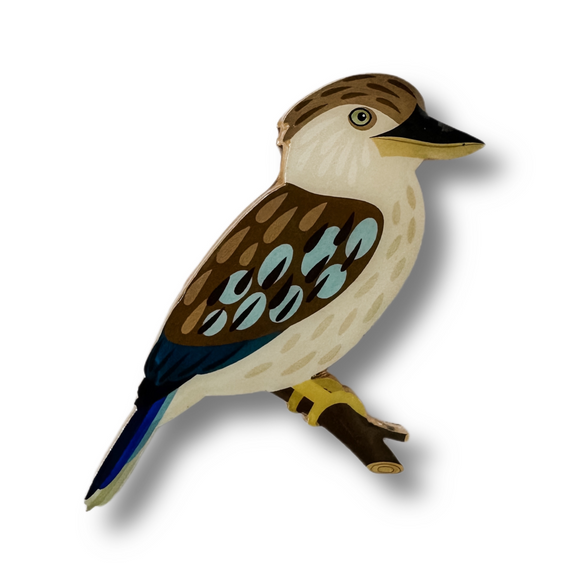 Blue-winged Kookaburra Brooch