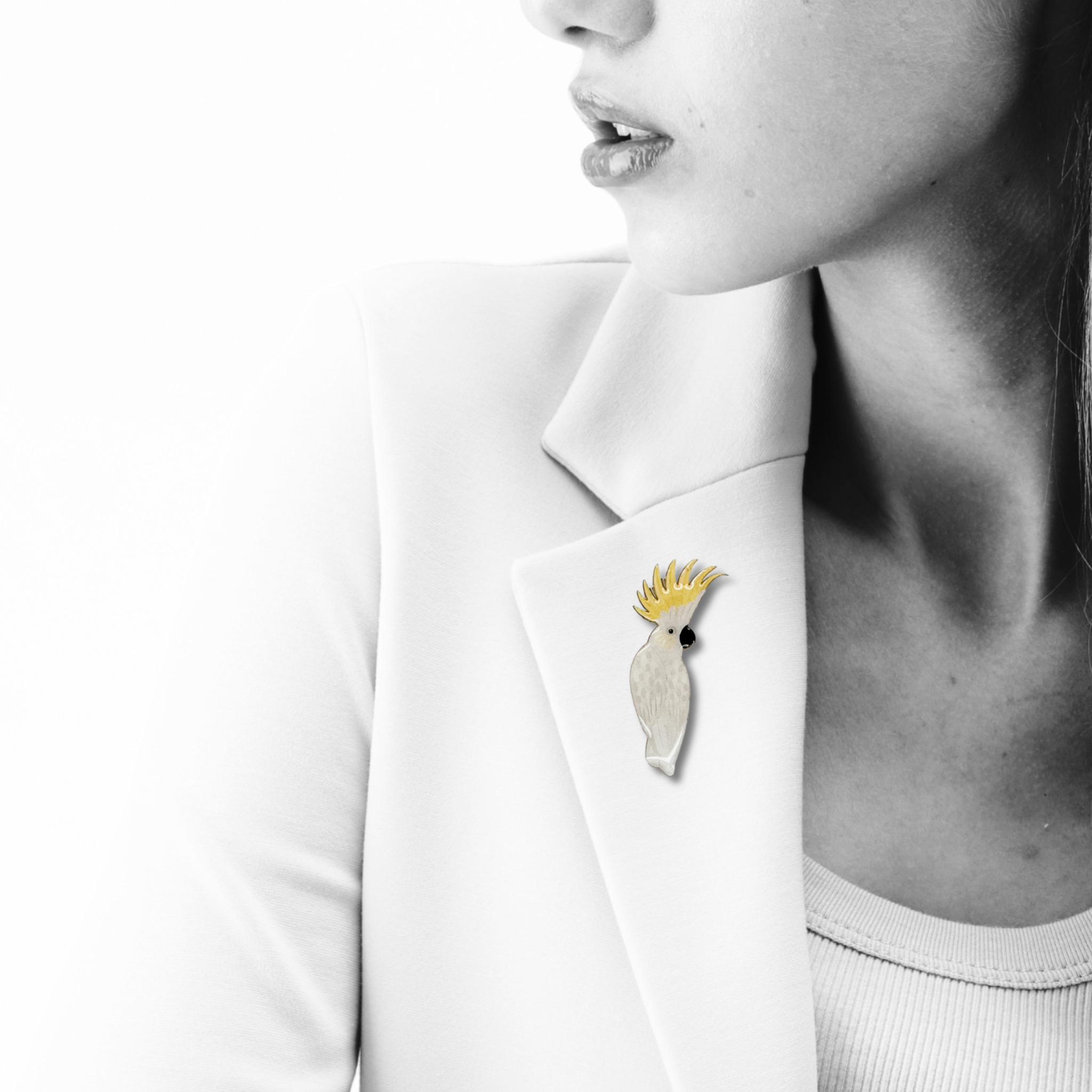 Sulphur-crested Cockatoo Brooch