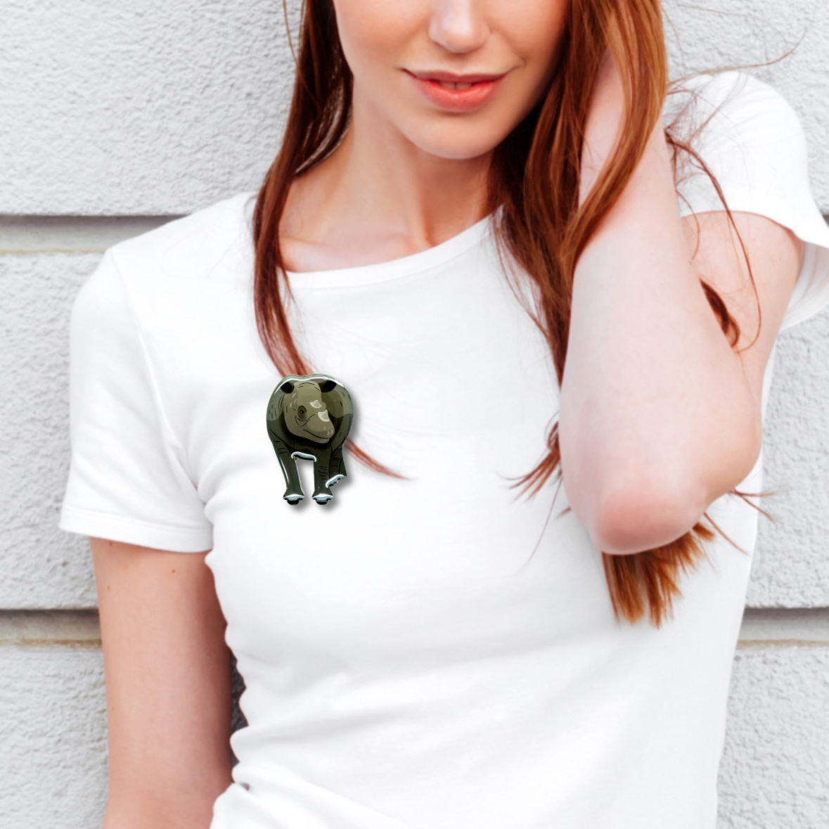 Sumatran Rhino Brooch