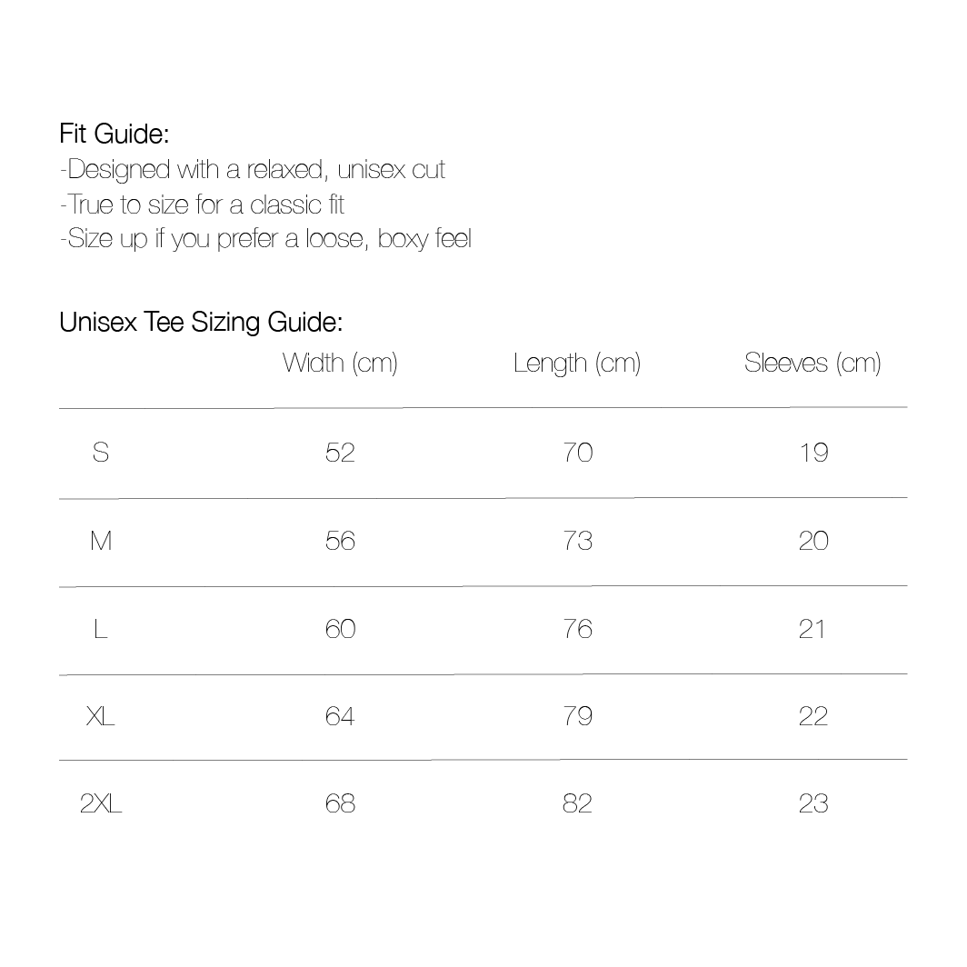 Unisex Tee Sizing Guide