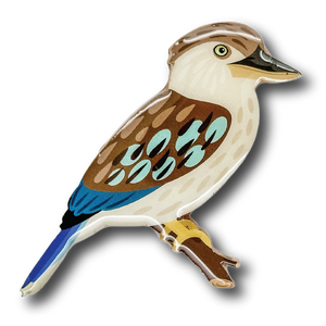 Blue-winged Kookaburra Brooch